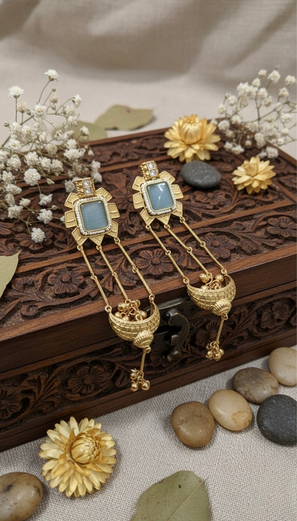 Zehra Kashmiri Earrings (Sea blue)