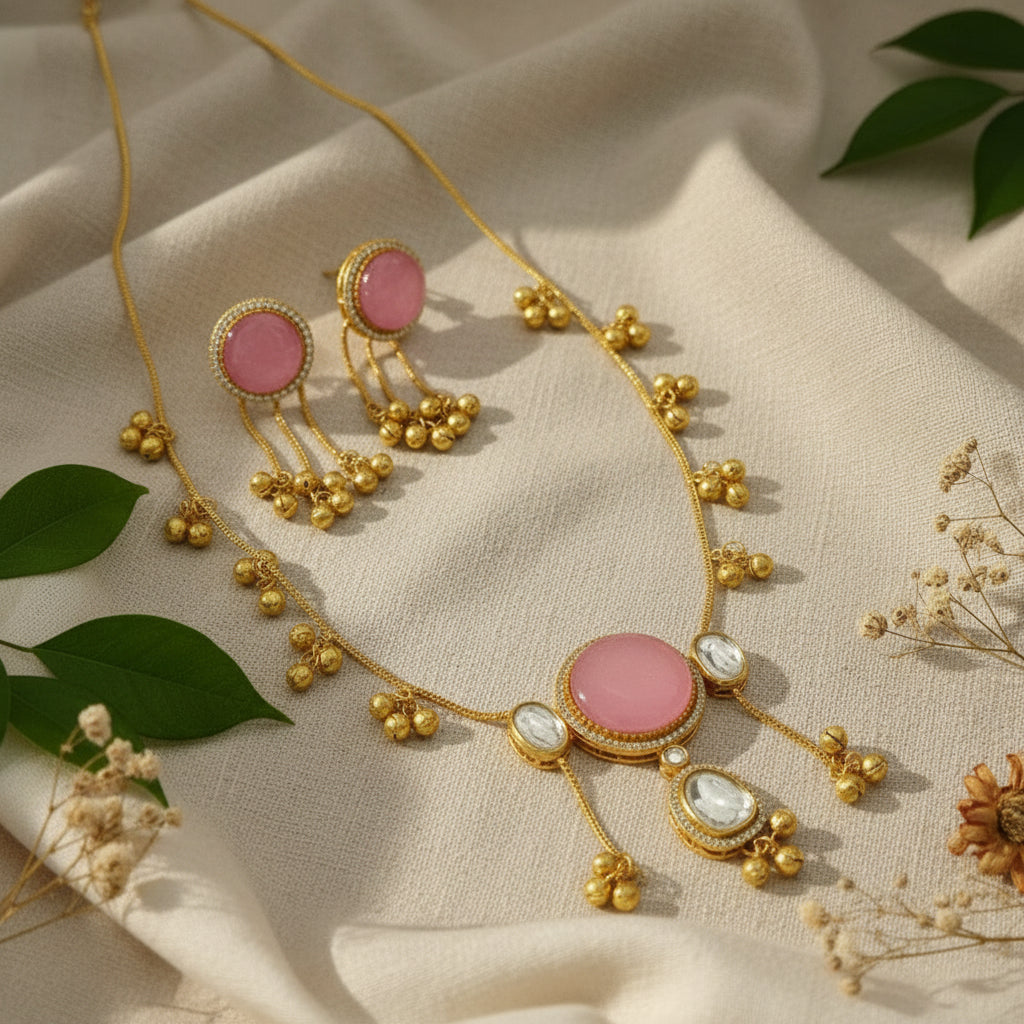 Noor Kashmiri Necklace (Pink)
