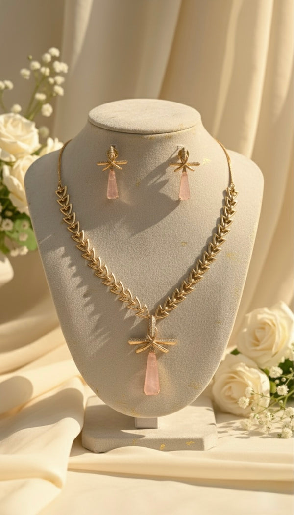 Blush Drop AD Necklace (Peach)