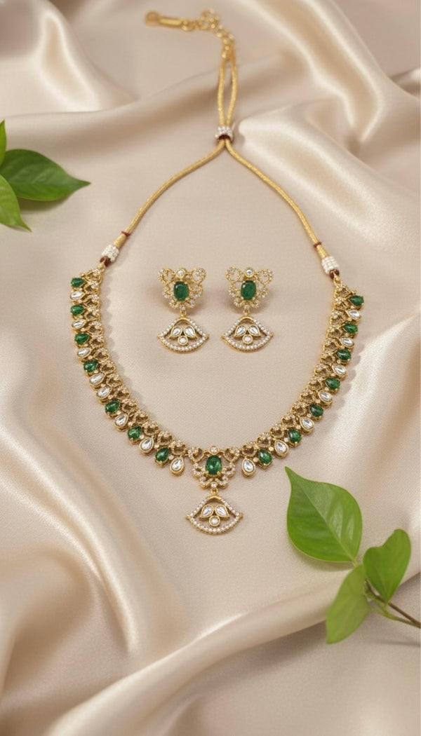 Ishani Kundan Necklace (Green)