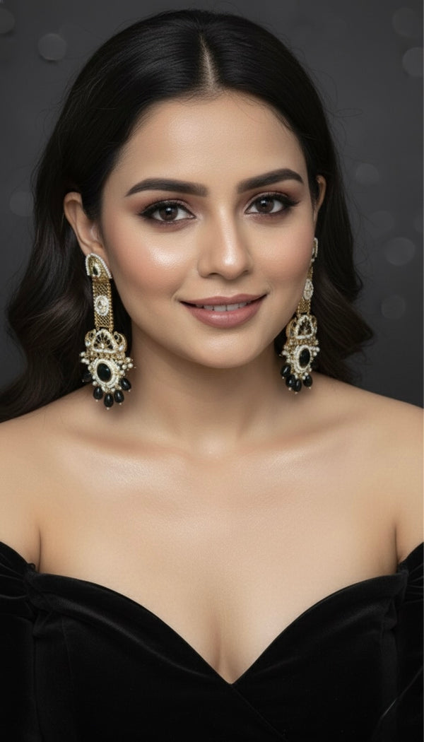 Noori Kashmiri Earrings (Black)