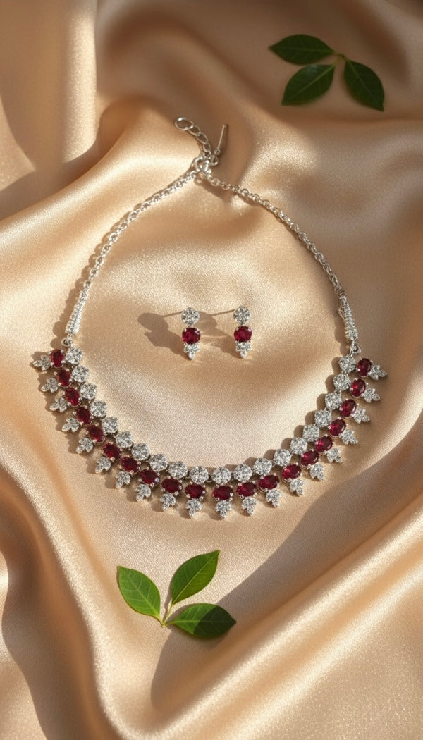 Luxe Line AD Necklace (Red)