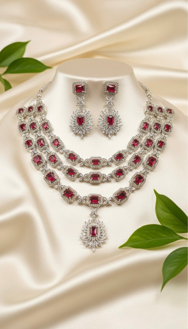 Luxe Layered AD Necklace (Red)
