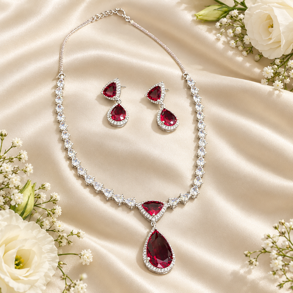 Ira AD Necklace Set (Red)