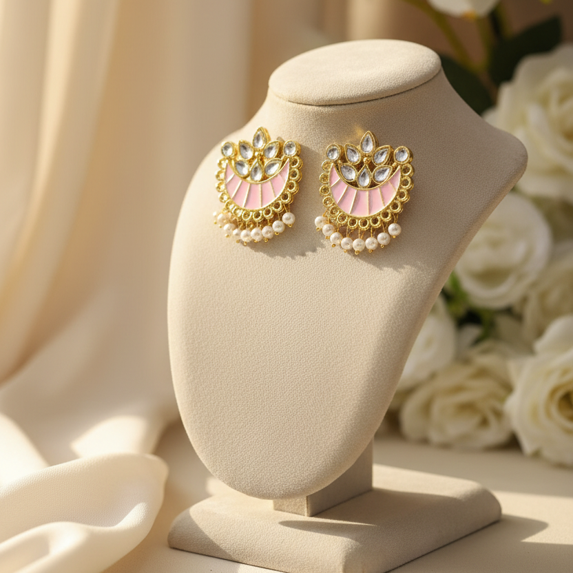 Chaand Earrings (Light Pink)