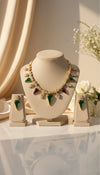 Zarina Polki Necklace (Wine and Green)
