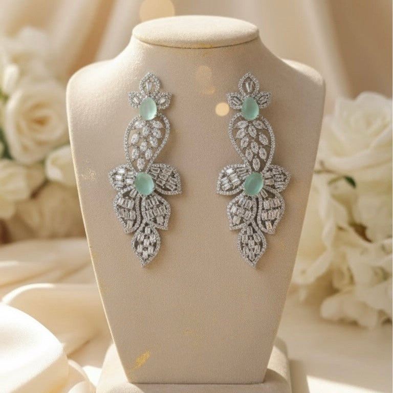 Zyra AD Earrings (Mint Green)