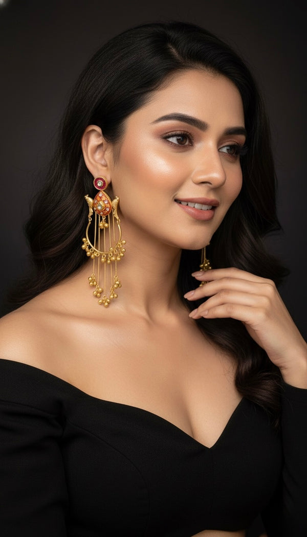 Moorni Kashmiri Earrings (Pink)