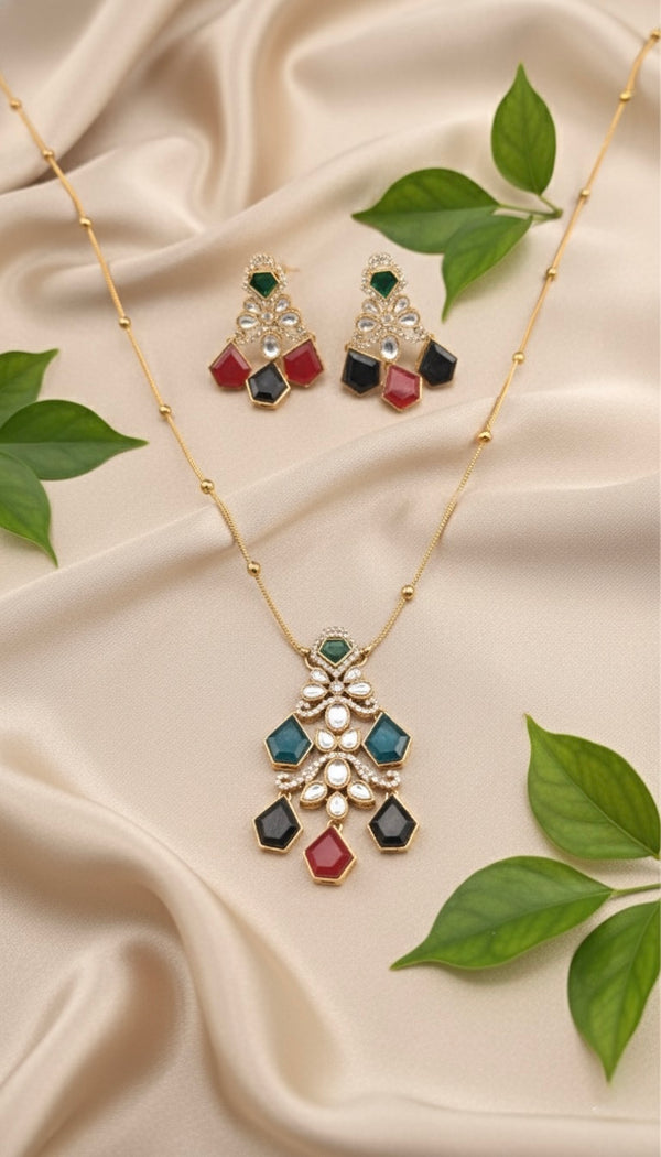 Aarshiya Chain Kundan Necklace (Multi-Colour)