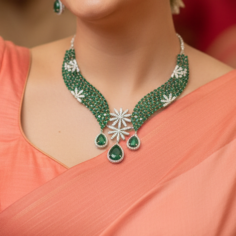 Emerald Bloom AD Necklace (Green)