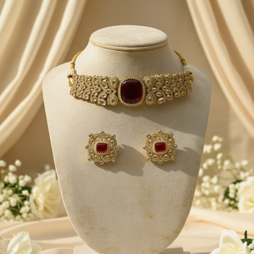 Maira Chokar Necklace (Wine)