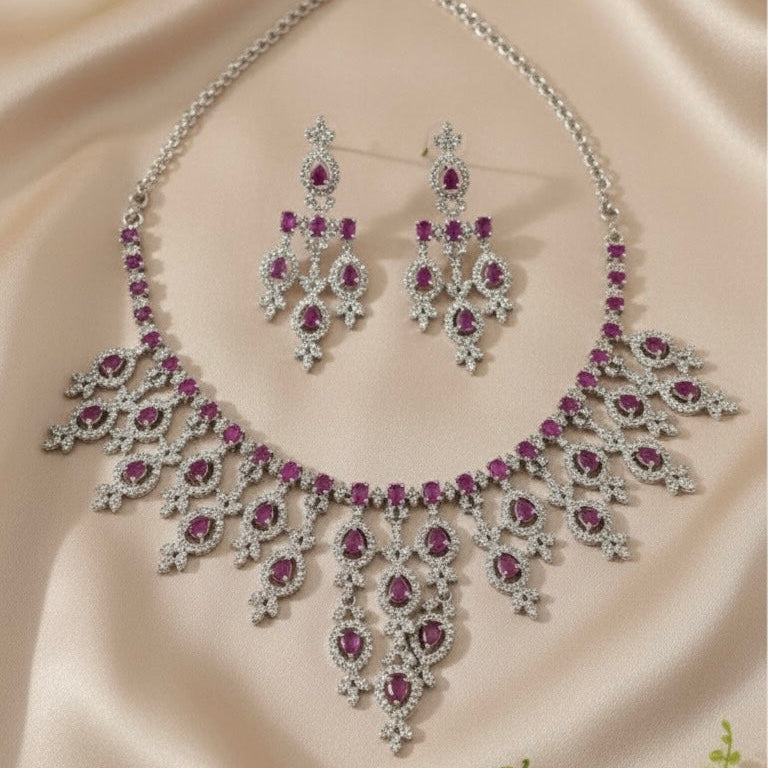 Imperial Bloom Ad Necklace (Rani Pink)