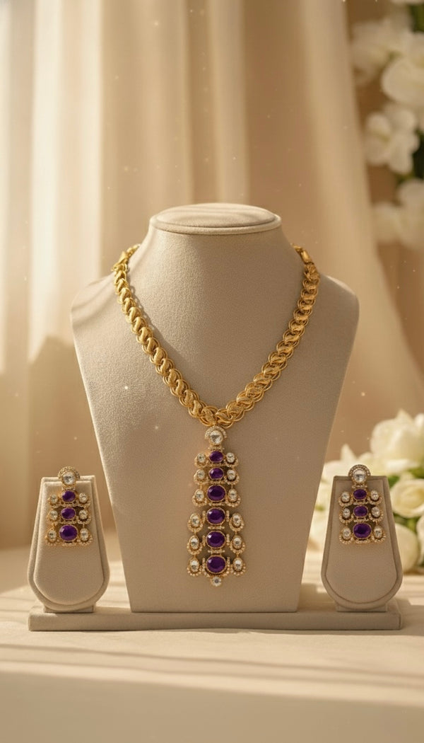 Noorvi AD Necklace (Purple)