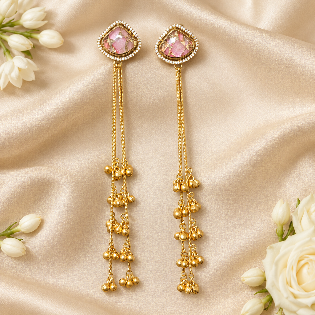 Nandani Kashmiri Earrings (Light Pink)
