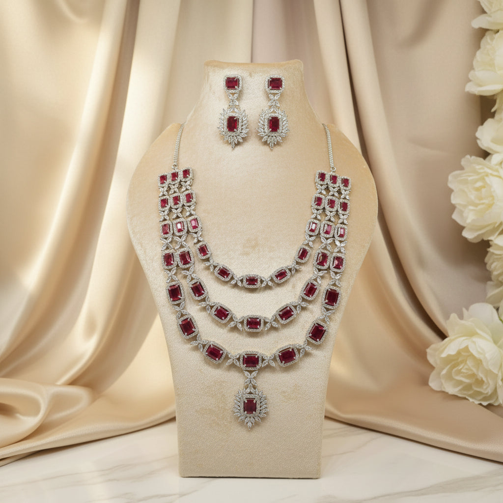 Luxe Layered AD Necklace (Red)
