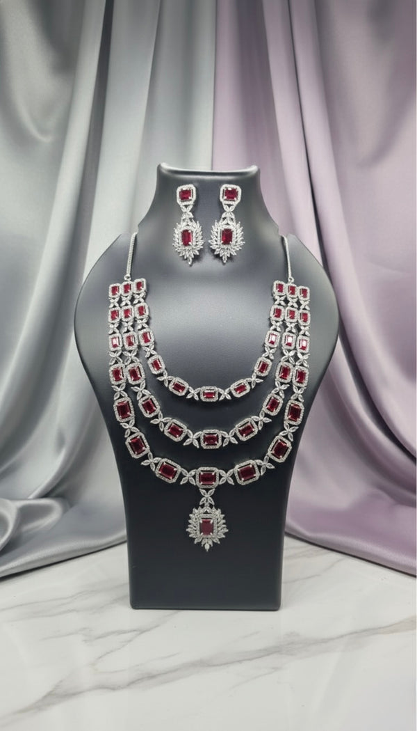 Luxe Layered AD Necklace (Red)
