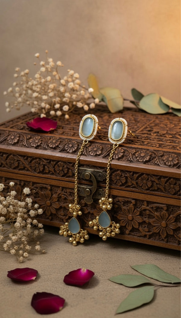 Ishika Kashmiri Earrings (Sea Blue)