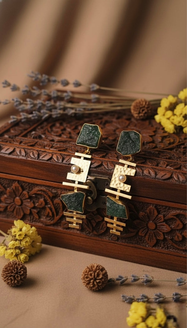 Rock Bar Hasli Earrings (Green)