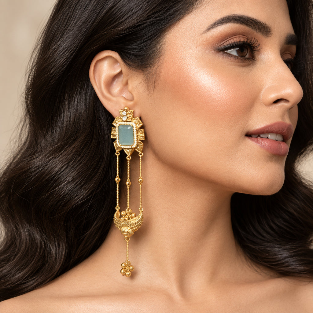 Zehra Kashmiri Earrings (Sea blue)