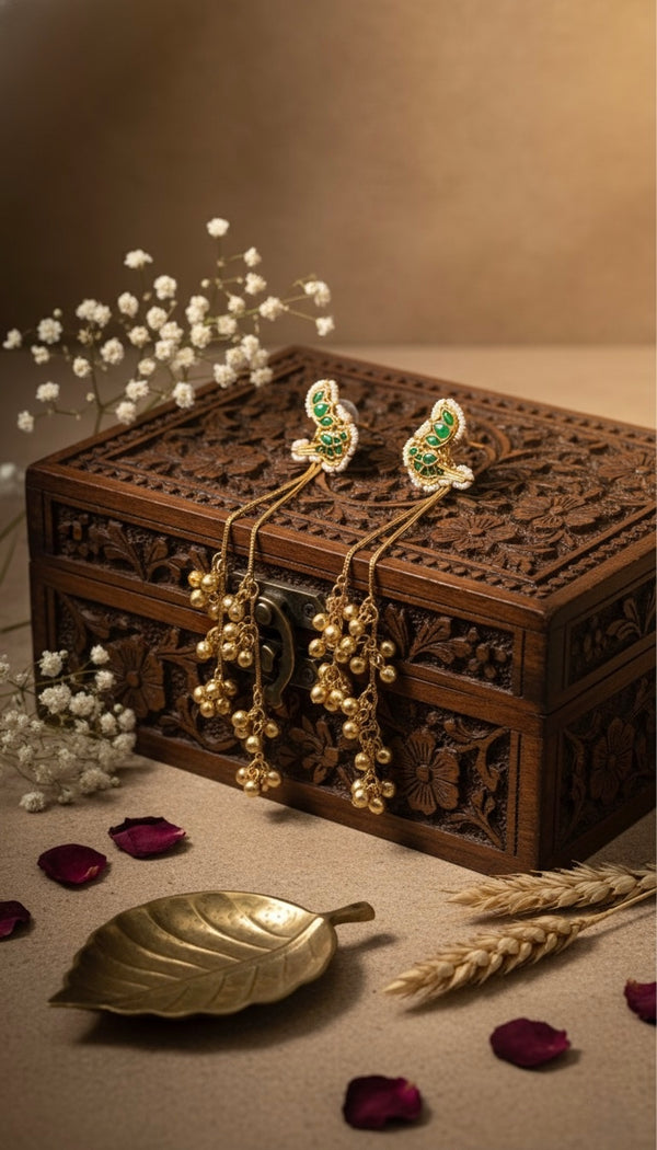 Charvi Kashmiri Earrings (Green)