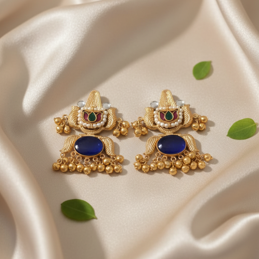 Gulzar Kashmiri Earrings (Blue)