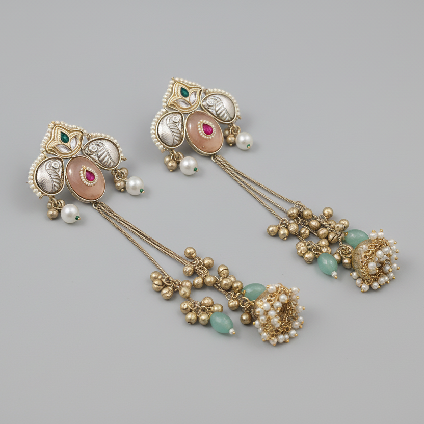 Zariya Kashmiri Earrings (Peach)