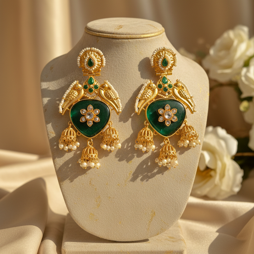 Riya Kashmiri Earrings (Green)