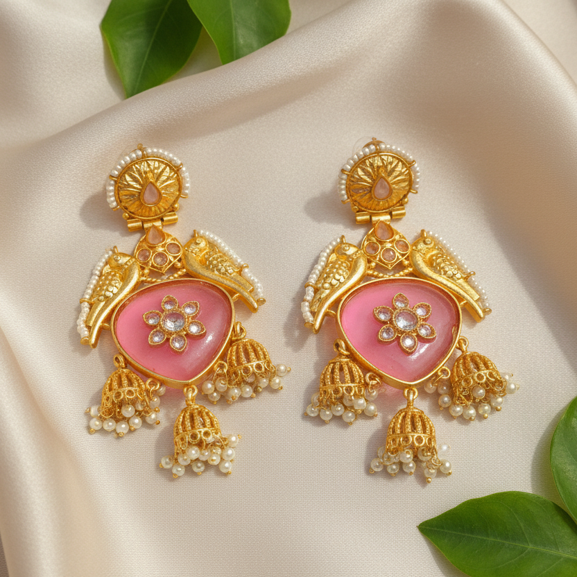 Riya Kashmiri Earrings (Pink)