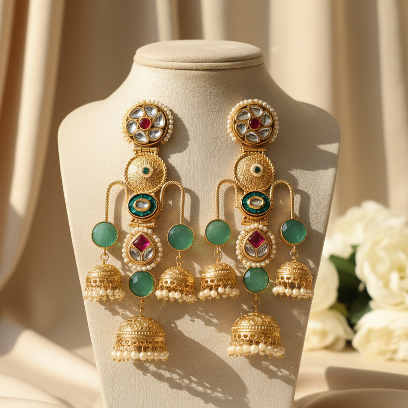 Sia Kashmiri Earrings (Green)