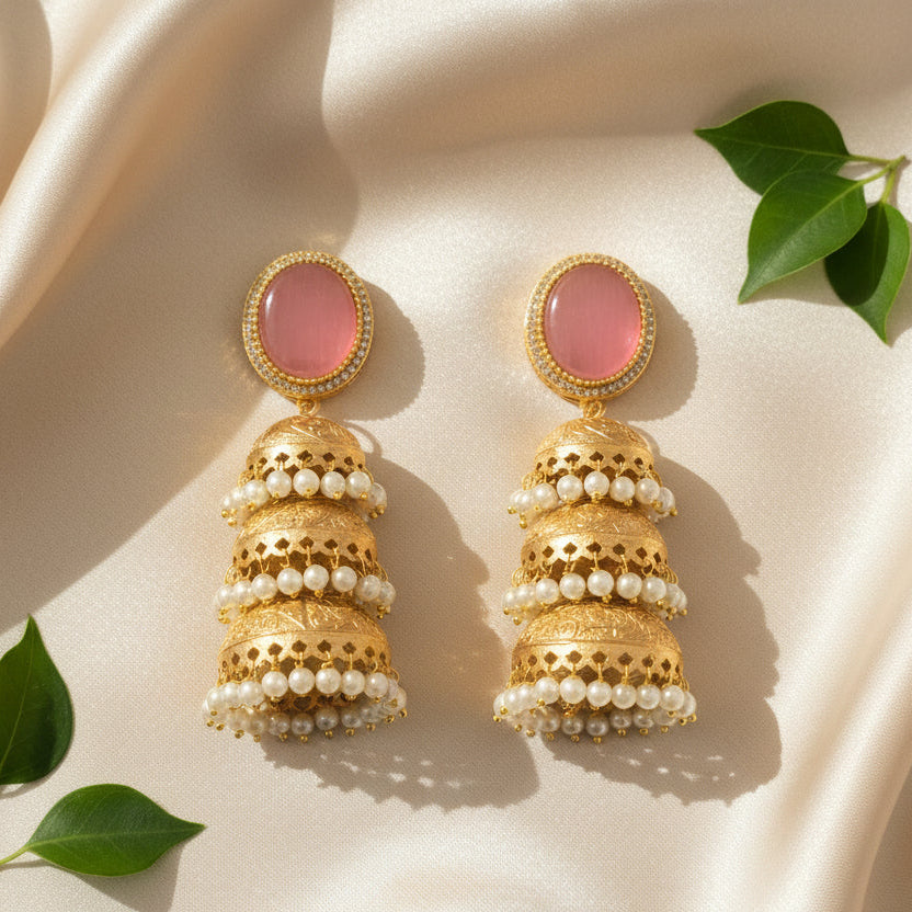 Kiran Kashmiri Jhumka (Pink)