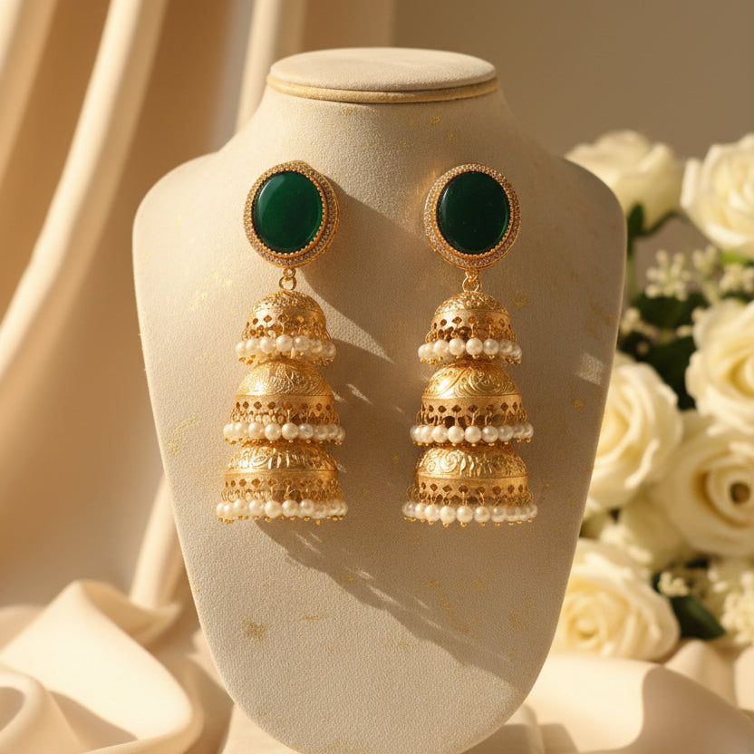 Kiran Kashmiri Jhumka (Green)