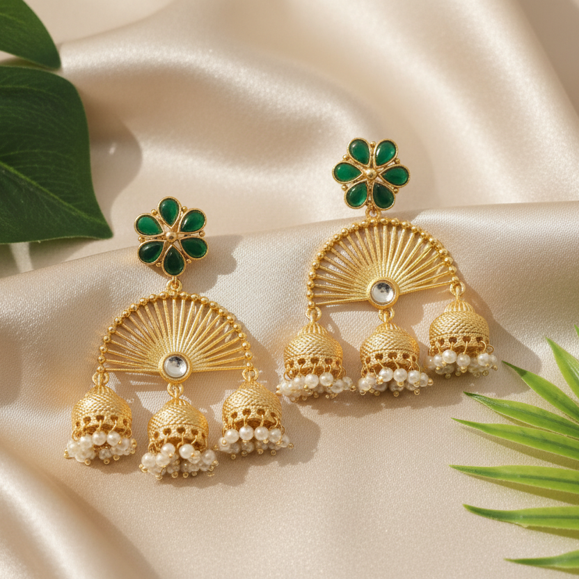 Zalak Kashmiri Jhumkas (Green)