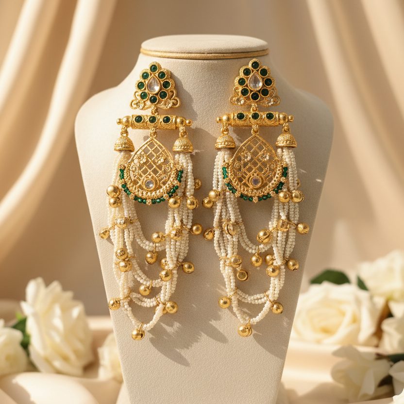 Meher Kashmiri Earrings (Green)
