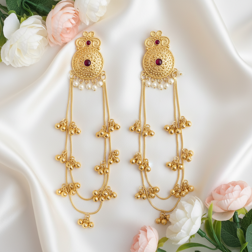 Noor Jhalar Earrings (Wine)