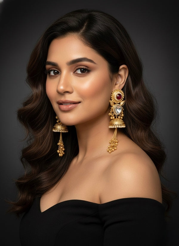 Kavya Kashmiri Earrings (Wine)