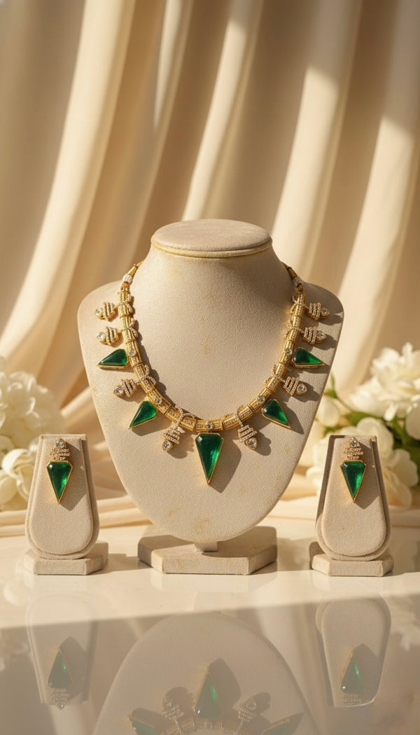 Zarina Polki Necklace (Green)