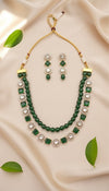 Vamika Layered Kundan Necklace (Green)