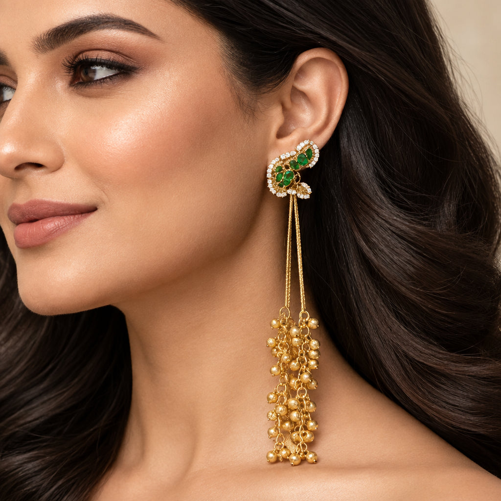 Charvi Kashmiri Earrings (Green)