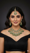 Zarnoor Kundan Bridal Necklace (Green)