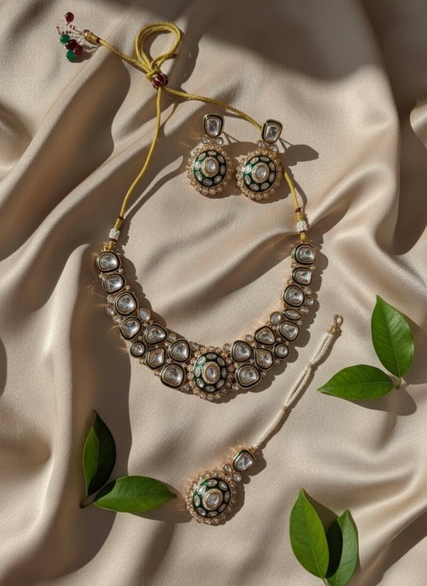 Ravina Kundan Necklace (Green)