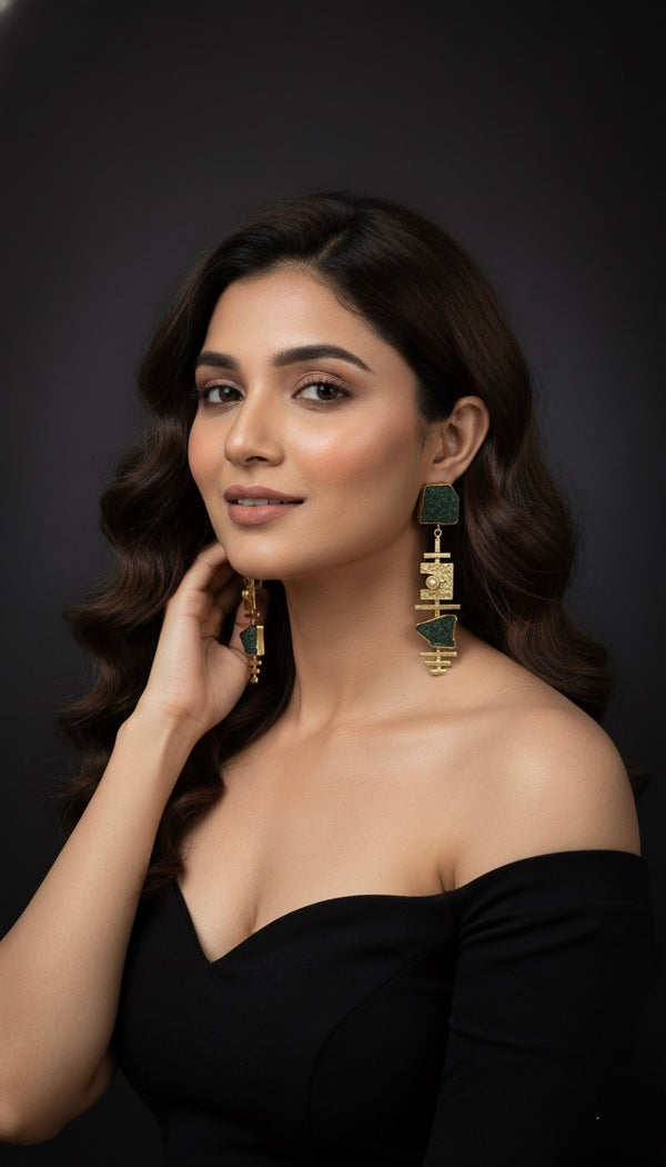 Rock Bar Hasli Earrings (Green)