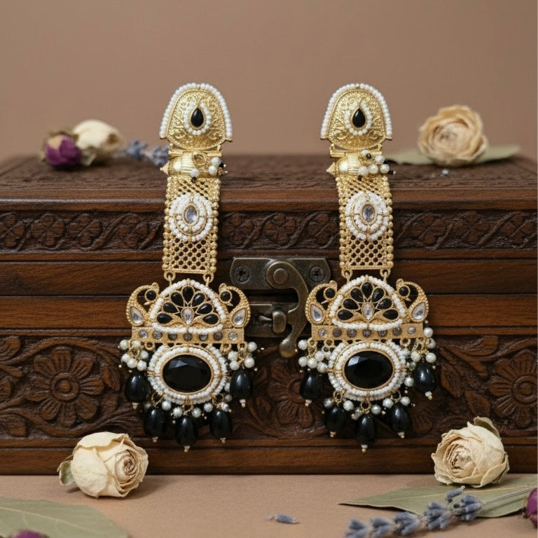 Noori Kashmiri Earrings (Black)
