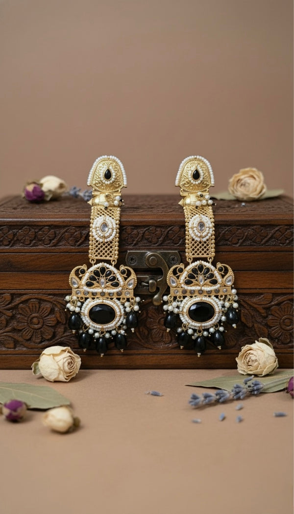 Noori Kashmiri Earrings (Black)
