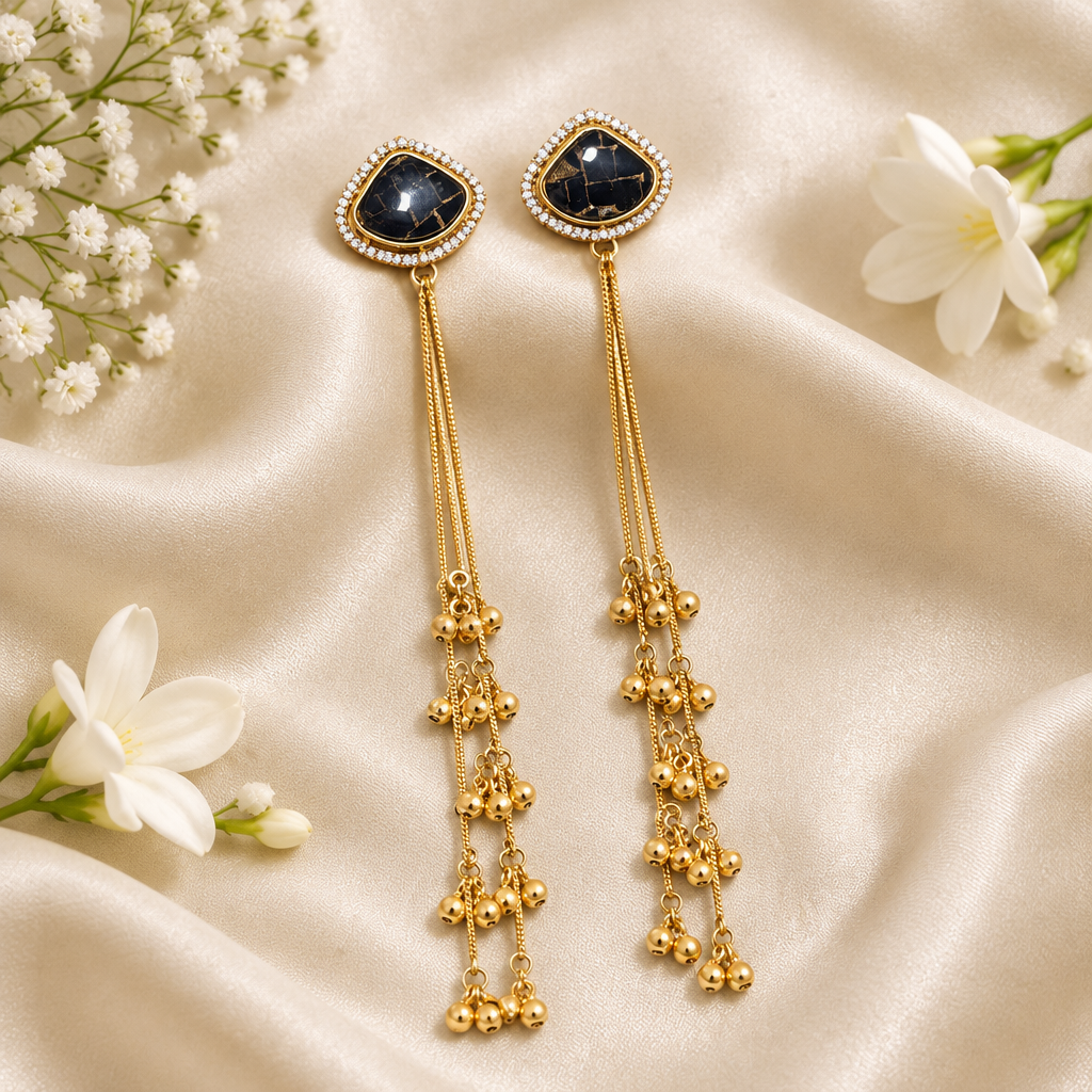 Nandani Kashmiri Earrings (Black)