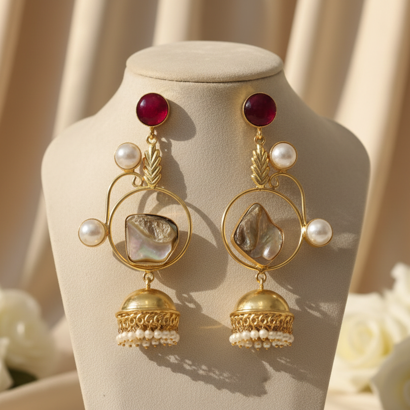 Nova Pearl Jhumkas (Wine)