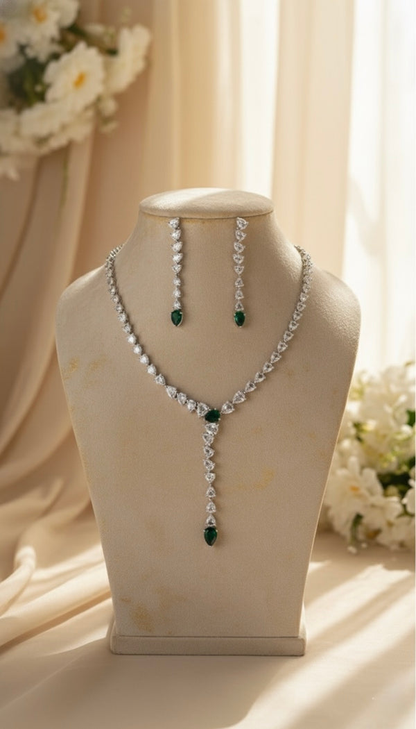Elara Drop AD Necklace (Green)