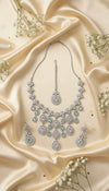 Royal Bloosom AD Necklace (Pink and Mint Green)