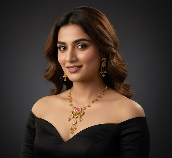 Sufi Kashmiri Necklace (Pink)