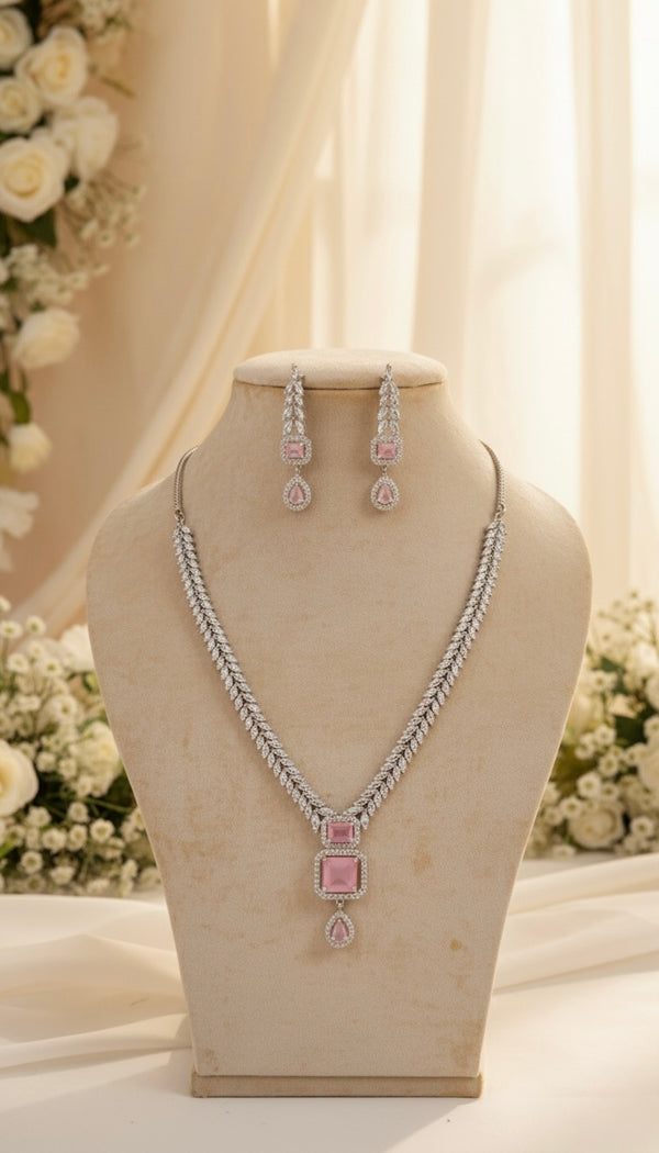 Regal Vine AD Necklace (Pink)