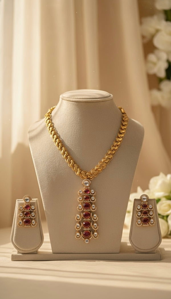 Noorvi AD Necklace (Wine)